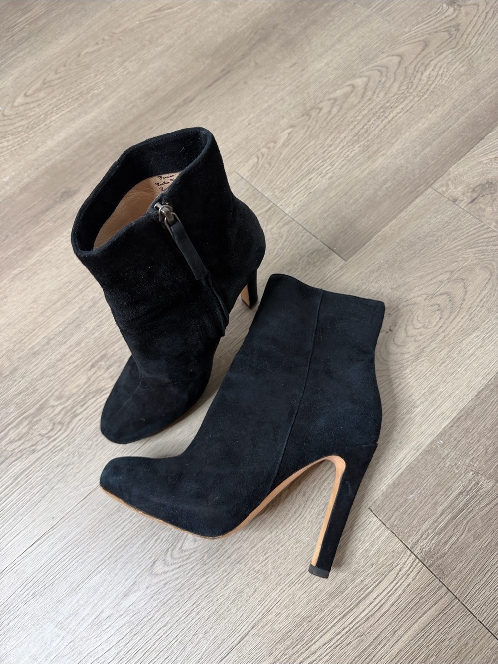 Vero Cuoio Black Suede High Heel Ankle Booties • Size 36 1/2